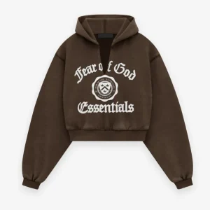 Essentials Women’s Heavy Fleece Cropped V-Neck Hoodie