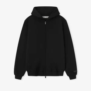 Essentials Zip UP Black Hoodie