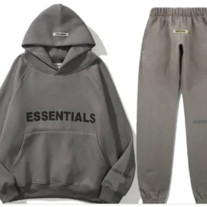 Gray Fear of God Essentials Hoodie TrackSuit