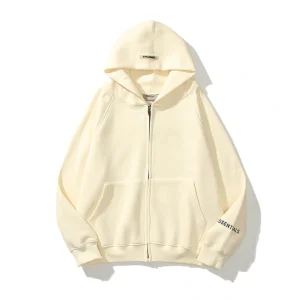 Essentials Cream Zip Up Hoodie